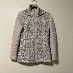 The North Face full zip ribbed  jacket with hood in grey